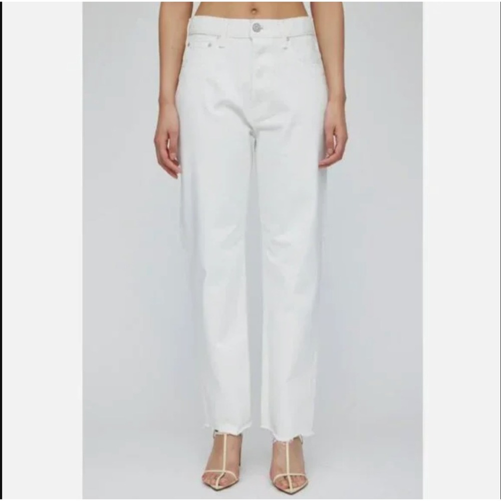 MOUSSY VINTAGE‎ Aurora Wide Straight Cropped Jeans 26 White NWT Made Japan
